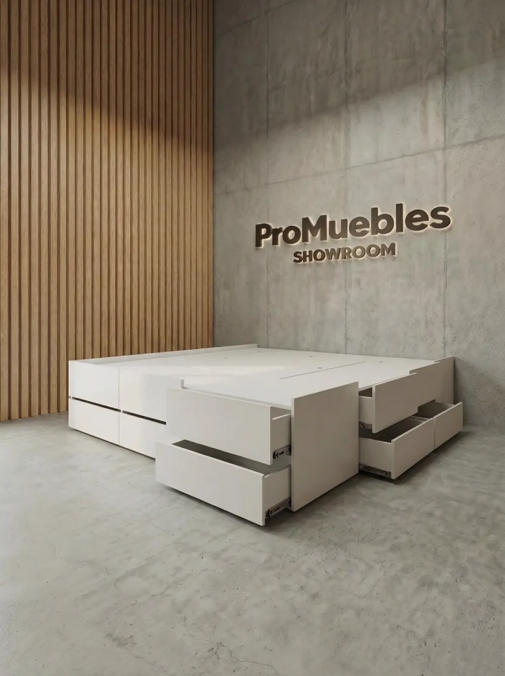 Cama box 14 Vip King 180 (180 × 200 cm) en el showroom de ProMuebles